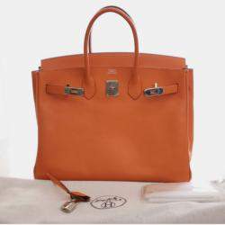 Pre Owned Hermes Orange Epsom Birkin Retourne 35