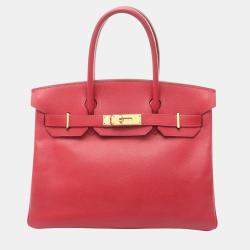 مملوكة مسبقًا Hermes Birkin 30 Rouge Vif Epsom Leather Tote Bag