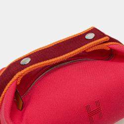 Pre Owned Hermes Pink Red Small Toile Bride A Brac Case