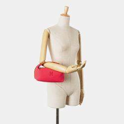 Pre Owned Hermes Pink Red Small Toile Bride A Brac Case