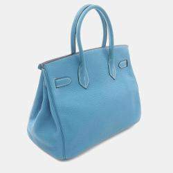 Pre Owned حقيبة هيرمس "بيركين 30" جلد توغو أزرق جينز