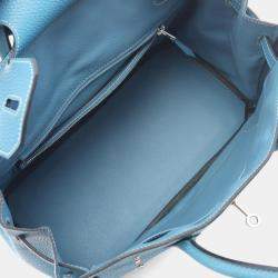 Pre Owned حقيبة هيرمس "بيركين 30" جلد توغو أزرق جينز