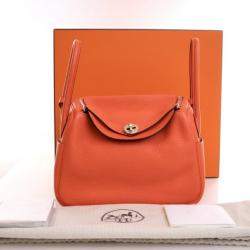 Pre Owned Hermes Lindy Verso 26 Capucine Taurillon Clemence Leather Shoulder Bag