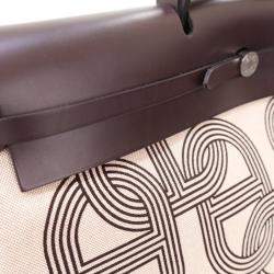 مملوكة مسبقًا Hermes Ecru/Noir Canvas Herbag Cabine