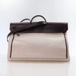 مملوكة مسبقًا Hermes Ecru/Noir Canvas Herbag Cabine