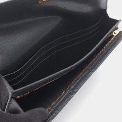 Pre Owned Hermes Kelly Pocket Long Bifold Wallet Leather Chevre Sham Killa Black