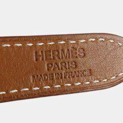 مملوكة مسبقًا Hermes Brown Orange Silk and Barenia Coup de Fouet Silky City 38