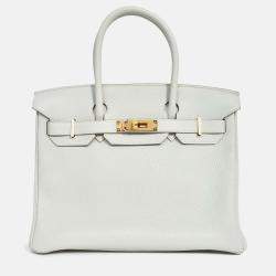 Pre Owned Hermes 2019 Gris Perle Clemence Leather Birkin 30