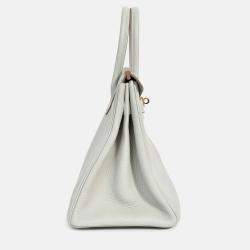 Pre Owned Hermes 2019 Gris Perle Clemence Leather Birkin 30