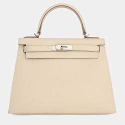 Pre Owned Hermes 2021 Chalk White Epsom Leather Kelly Sellier 28