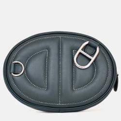 مملوكة مسبقًا حقيبة هيرمس إن ذا لوب حزام جلد أزرق مخضر 2022