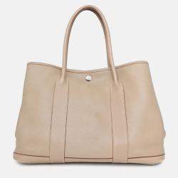 Pre Owned Hermes Taupe Negonda Leather Garden Party 36