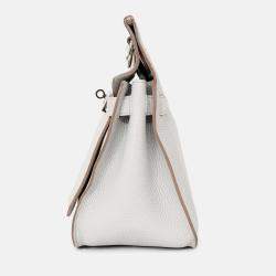 Pre Owned Hermes Light Grey Clemence Leather Jypsiere 28