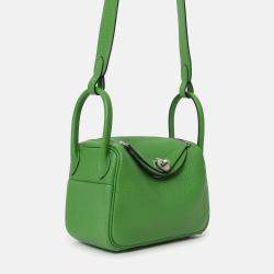 مملوكة مسبقًا Hermes 2024 A9 Vert Yucca Clemence Mini Lindy 20