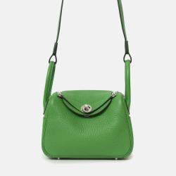 مملوكة مسبقًا Hermes 2024 A9 Vert Yucca Clemence Mini Lindy 20