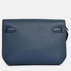 Pre Owned حقيبة كيلي هيرمس الجلدية إبوسوم زرقاء داكنة 2019 ديباتش 25