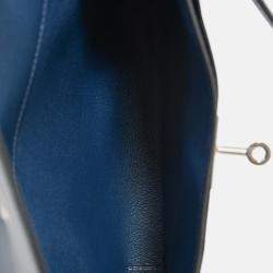 Pre Owned حقيبة كيلي هيرمس الجلدية إبوسوم زرقاء داكنة 2019 ديباتش 25