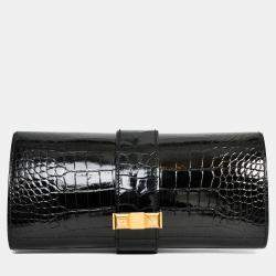 Pre Owned Hermes 2016 Black Alligator 'Medor' 23 Clutch