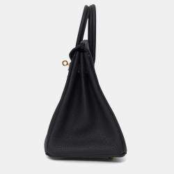 Pre Owned حقيبة هيرمس بيركين 25 جلد أسود 2024 تشطيب ذهبي