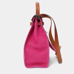 Pre Owned حقيبة هيرميس هيرباج 31 قماش/جلد فيروز 2018 وردي بوردو