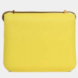 مملوكة مسبقًا حقيبة هيرمس كونستانس ميني جلد سوفت لايم 2019 18 بحلية ذهبية