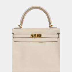 مملوكة مسبقًا Hermes 2009 Cream Swift Leather Kelly Retourne 25 Top Handle GHW