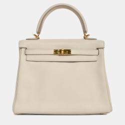 مملوكة مسبقًا Hermes 2009 Cream Swift Leather Kelly Retourne 25 Top Handle GHW