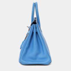 Pre Owned Hermes 2015 Blue Swift Leather Birkin 25