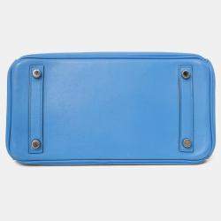 Pre Owned Hermes 2015 Blue Swift Leather Birkin 25