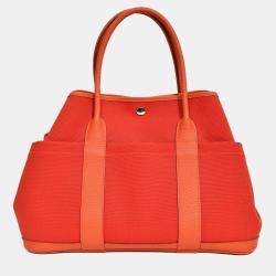 مملوكة مسبقًا حقيبة هيرمس غاردن بارتي بوكيت 36 قماش/جلد أحمر 2016 مع حزام