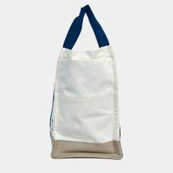 Pre Owned Hermes White Canvas 'Adada Nappy' Tote Bag