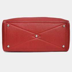 Pre Owned Hermes 2014 Burgundy Clemence 'Victoria 43' Weekender Tote with Luggage Tag