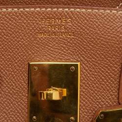 مملوكة مسبقًا حقيبة هيرميس بيركين 30 جلد إبسم ذهبي إكسسوار مطلي ذهبي