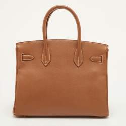 مملوكة مسبقًا حقيبة هيرميس بيركين 30 جلد إبسم ذهبي إكسسوار مطلي ذهبي