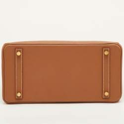 مملوكة مسبقًا حقيبة هيرميس بيركين 30 جلد إبسم ذهبي إكسسوار مطلي ذهبي