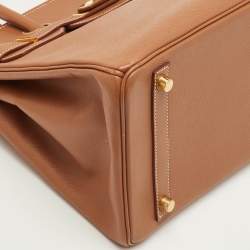 مملوكة مسبقًا حقيبة هيرميس بيركين 30 جلد إبسم ذهبي إكسسوار مطلي ذهبي