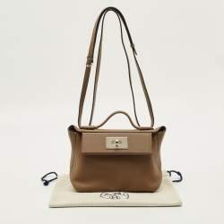مملوكة مسبقًا Hermes 24/24 21 Palladium Finish Beige de Weimar Evercolor and Swift Leather Top Handle Bag