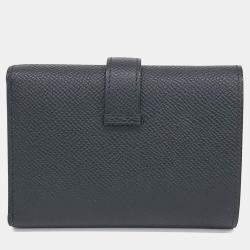 Pre Owned Hermes Black Leather Bean 3-Fold Wallet