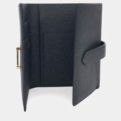 Pre Owned Hermes Black Leather Bean 3-Fold Wallet