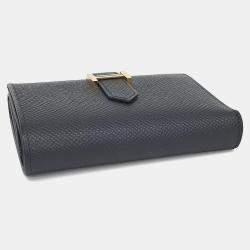 Pre Owned Hermes Black Leather Bean 3-Fold Wallet