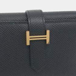 Pre Owned Hermes Black Leather Bean 3-Fold Wallet