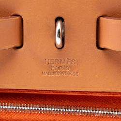 مملوكة مسبقًا Hermes Brown Orange Toile Herbag Zip 31