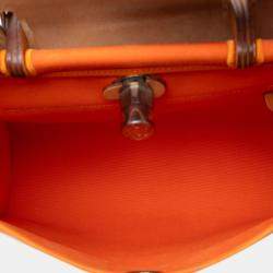 مملوكة مسبقًا Hermes Brown Orange Toile Herbag Zip 31