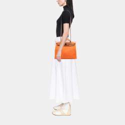 مملوكة مسبقًا Hermes Brown Orange Toile Herbag Zip 31