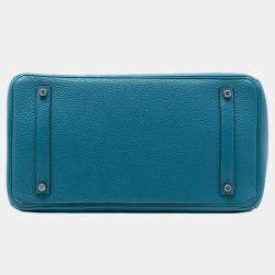 Pre Owned Hermes Blue Togo Birkin Retourne 35