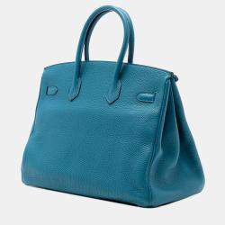 Pre Owned Hermes Blue Togo Birkin Retourne 35