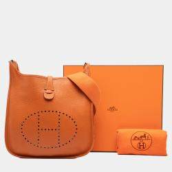 Pre Owned هيرمس جلد كليمونس برتقالي إيفلين III بي إم