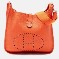 مملوكة مسبقًا Hermes Orange Clemence Evelyne III GM