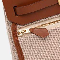 Pre Owned Hermes Brown Military Toile and Vache Hunter Herbag Zip 20