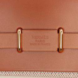 Pre Owned Hermes Brown Military Toile and Vache Hunter Herbag Zip 20